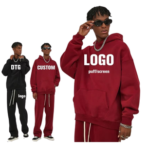 เสื้อฮู้ดดี้ผ้าฟลีซพิมพ์ลายพัฟฟ์แบบกำหนดเอง คุณภาพพรีเมียม นุ่ม สบาย ลำลอง ทันสมัย ทรงโอเวอร์ไซส์ สไตล์สตรีทแวร์ - Product Image 1