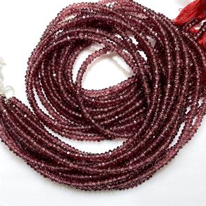 Cuentas de forma de Rondelle facetadas de granate de Mozambique, cuentas de piedras preciosas naturales al por mayor para la fabricación de joyas - Product Image 3