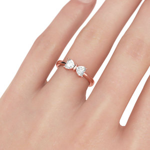 Bague vintage réglable en argent sterling plaqué or avec nœud papillon et cœur taillé Jeulia - Product Image 4