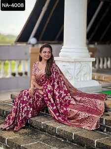 ชุดประจำชาติอินเดียส่าหรีผ้าไหมโดลาแท้พร้อมชุดส่าหรีทอผ้า Meenakari สำหรับงานแต่งงาน - Product Image 6