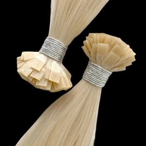 Couleur blond naturel vierge Remy pointe plate perruque droite qualité supérieure fournisseur en gros blond clair pointe plate vente d'extension de cheveux - Product Image 1