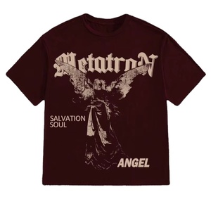 Camisetas de algodón de marca personalizada High Street Ins para hombre de verano 300g de punto pesado sublimación impresa antiarrugas de secado rápido corto - Product Image 1