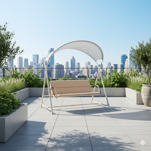 Sedia a Dondolo Doppia Moderna da Esterno <span class=keywords><strong>in</strong></span> <span class=keywords><strong>Tessuto</strong></span> Impermeabile per Patio, Giardino, Cortile, Parco, Seduta per Due Persone - Product Image 6