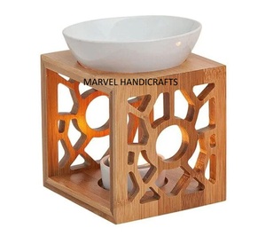 Trending Gifts & Crafts Wood with Ceramic Oil Burner Ramadan <b>Decorations</b> Incense burner Bakhoor burner for Ramadan and EID - Product Image 1