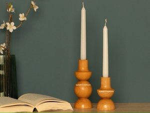 Eco-Friendly Handmade Round Wood <b>Candlestick</b> Holder Stand for Home Christmas Decor - Product Image 5