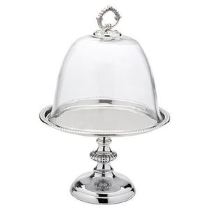 Durable Metal Cake Stand With <b>Glass</b> <b>Dome</b> Built For Long Lasting Use And Everyday Dessert Serving Needs - Product Image 1