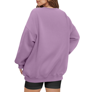 Sweatshirts personnalisés surdimensionnés pour femmes, doux au toucher, couleur unie, manches longues et design décontracté pour un port confortable - Product Image 2