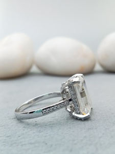 D'VINS JEWELS Trendy Classic EMERALD VVS Lab Grown Diamond Anillo de compromiso Plata de Ley 925 Estilo popular Regalo de fiesta de boda - Product Image 3