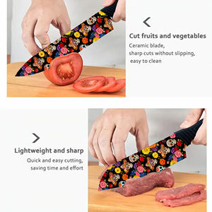 Meilleures ventes 2026 Ensemble de couteaux en céramique 8 pièces avec manches en plastique, compatible lave-vaisselle, pour les passionnés de cuisine, stock en dropshipping - Product Image 6