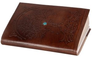 Diario recargable con cubierta de cuero hecha a mano con diseño del Árbol de la Vida, con papel de algodón liso con textura de piedra. - Product Image 6