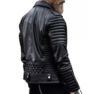 Men's Genuine Lambskin Leather Racing Motorbike Jacket Black Quilted Biker CE Armoured Protections Winter Motorcycle Jacket for - Product Image 2