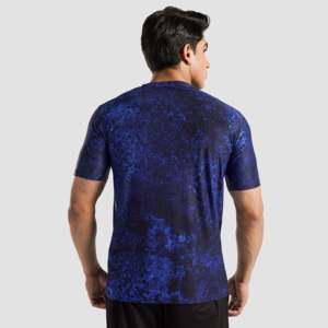 เสื้อเชิ้ตผ้าฝ้ายพิมพ์ลายสไตล์ลำลองติดกระดุมสำหรับผู้ชาย สีน้ำเงิน สไตล์ตะวันตก เหมาะสำหรับใส่ทำงานหรือพักผ่อน แขนสั้น - Product Image 2