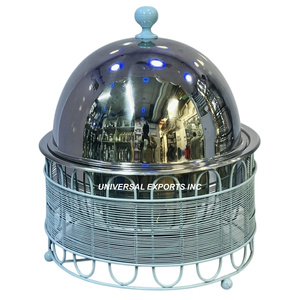 Calentador de alimentos de ratán con acabado dorado, cazuela de diseñador de forma redonda, calentador de alimentos de lujo superventas - Product Image 2