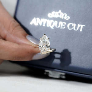 Yellow Gold Pear Shape <b>Diamond</b> <b>Ring</b> with Side Stone Accent - Product Image 6