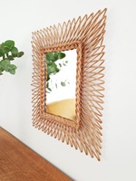 Miroirs muraux bohèmes de luxe faits à la main avec cadre en rotin, style côtier naturel, tendance, pour la décoration intérieure