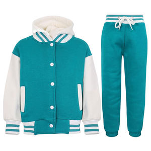 Conjunto Deportivo de Dos Piezas para Niños, Diseño Moderno, con Capucha, Unisex, para Invierno, Ropa Deportiva para Exteriores, Algodón y Poliéster, Cintura Elástica - Product Image 1