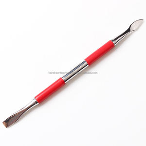 Empujador de Cutículas Profesional de Acero Inoxidable de Doble Extremo Reutilizable, Removedor de Piel Muerta, para Manicura y Pedicura, Limpieza de Uñas, Rojo - Product Image 1