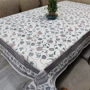 Nappe de table élégante, écologique, moderne, avec imprimé floral, design artisanal, lavable 100% coton - Product Image 1