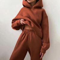 Ensemble deux pièces décontracté et tendance pour femme, pull et pantalon de sport couleur unie, coupe ample, collection automne-hiver, vente en gros