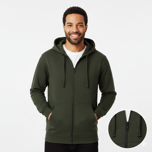 Sweat-shirts à capuche longs et plats à cordon, en molleton de coton épais et chaud de 400 g/m², pour hommes, best-sellers, avec logos brodés de votre propre marque - Product Image 6