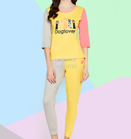 Conjunto de 2 Pijamas Sexys de Algodón con Estampado 3D para Mujer, Ropa de Dormir con Cuello Alto, Pantalones Cortos de Punto Jersey para Verano