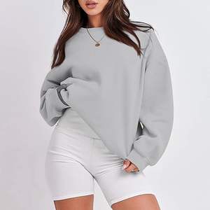 Screen Print Cotton Pullover Oversized Hooded Sweatshirt and Sweatpants Set Crop Top Hoodies Women Crew Neck Sweatshirt - Product Image 1