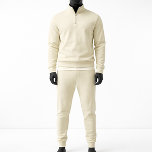 Conjunto Deportivo Premium para Hombre con Cierre de Cremallera, Corte Ajustado, Sudadera de Felpa de Algodón, Pantalones Jogger, Logotipo Personalizado, Estilo Minimalista - Product Image 1