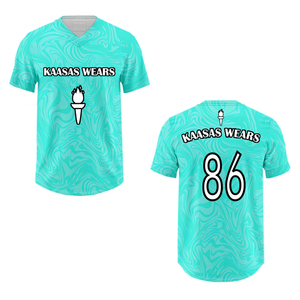 Camiseta de Béisbol Transpirable Hecha a Medida, Talla Grande, Impresión Digital Personalizada con Nombre del Equipo, 100% Poliéster, Cuello en V, Secado Rápido - Product Image 6