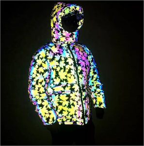 Chaqueta reflectante de nailon de poliéster 100% personalizable de alta calidad, cuello con capucha, logotipo frontal, procesamiento recubierto de tela de lona - Product Image 4