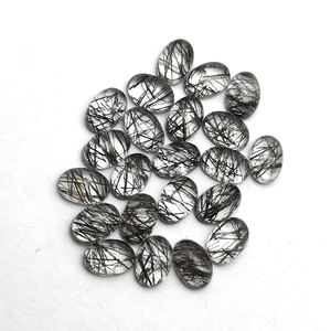 0.5 CTS หินควอตซ์หยาบสีดำธรรมชาติหลังเรียบอัญมณีทรงรี6x4มม. อัญมณีหลวมสำหรับทำเครื่องประดับขายส่ง - Product Image 3