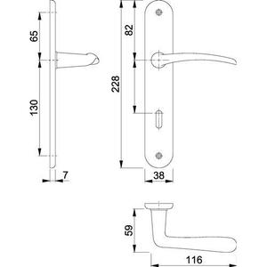 Istanbul M171/332P Brass F49 OB 72 mm DIN Gauche/Droite HOPPE Ensemble de crochets et rails à plaque longue de Istanbul - Product Image 1