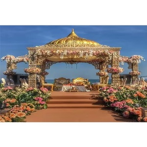 Mandap de mariage extérieur Bollywood avec dôme, nouveau style tendance, scène Punjabi Lavaan, meilleur mandap doré au Canada pour les événements mondiaux, Chicago - Product Image 1