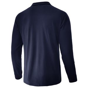 Nouvelle vente en gros de polos décontractés à manches longues et fermeture éclair pour hommes en jersey de couleur personnalisée avec motif uni - Product Image 4