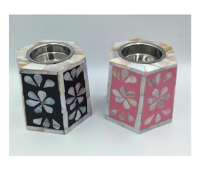 Vente chaude Artisanat indien de qualité Support de bougie Bakhoor en bois et incrustations d'os, Bougie chauffe-plat Rose pour décoration intérieure et table - Product Image 4