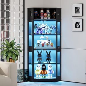 <span class=keywords><strong>Vitrine</strong></span> <span class=keywords><strong>d</strong></span>'<span class=keywords><strong>angle</strong></span> noire <span class=keywords><strong>en</strong></span> verre pour salon, <span class=keywords><strong>vitrine</strong></span> de présentation de figurines pour salon, modèle DR587 - Product Image 1