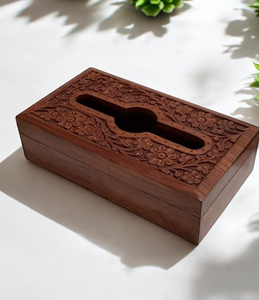 Boîte à mouchoirs multifonctionnelle en bois élégante et faite à la main, surface naturelle unie, design minimaliste poli, écologique et durable - Product Image 1
