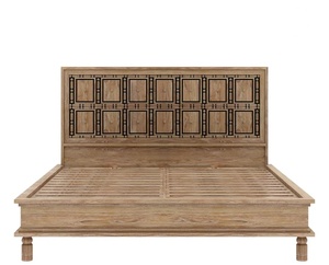 Cama de plataforma moderna de madera maciza hecha a mano con 2 mesitas de noche, juego de dormitorio de diseño clásico ecológico tallado a mano - Product Image 4