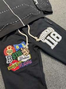 Conjuntos Deportivos de Invierno para Hombre, Corte Cuadrado, Alta Calidad, Totalmente Bordados, Transpirables, Estilo Urbano, Felpa, Pedrería, OEM - Product Image 2