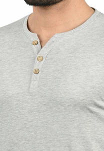 เสื้อทีเชิ้ตออกกำลังกายผ้าฝ้าย100% ของผู้ชายต่อต้านริ้วรอยสบายๆพร้อมกระดุมยืดหยุ่นระบายอากาศแขนสั้น - Product Image 4