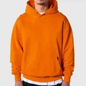 Sudadera con Capucha Personalizada Color Naranja para Hombre, Estilo Urbano, Hombros Caídos, Algodón Grueso, Sudadera con Capucha para Hombre - Product Image 1