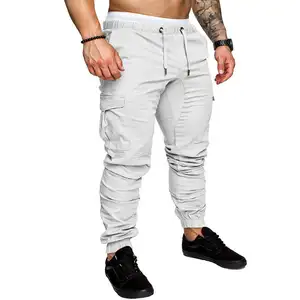 Custom cargo Mens Elastic Waist Pants with Pockets Casual Trousers Sweats stacked Joggers Sweatpants Pants