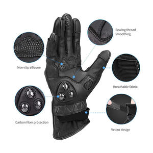 Gants de moto en cuir à doigts entiers avec tissu microfibre antidérapant pour la protection des mains lors du cyclisme et des sports motorisés, service OEM - Product Image 2