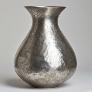 NickelShine Textured Vase with Polished <b>Silver</b> Finish Tone Floor Vase Floral Embossed Design Home Decor Accent Statement - Product Image 1