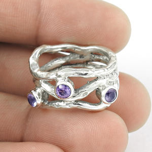 Bague en améthyste noire naturelle pour femmes, anneau de fiançailles Vintage, fin, fait à la main, argent massif 925, vente en gros - Product Image 2