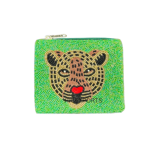 Bolsa de mano nupcial con estampado de leopardo, bordada con cuentas, monedero hecho a mano con cuentas de semillas, cierre de cremallera, color personalizado, para mujer, 1L - Product Image 5