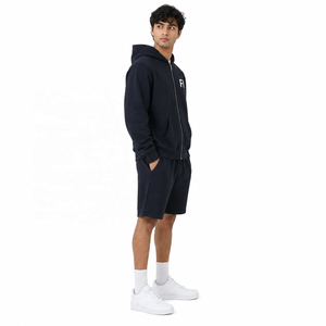 Sweat-shirts épais en coton pour hommes, sweats à capuche zippés à épaules tombantes et ensemble de survêtement court unisexe pour le sport, le fitness et le jogging B2B USA - Product Image 2