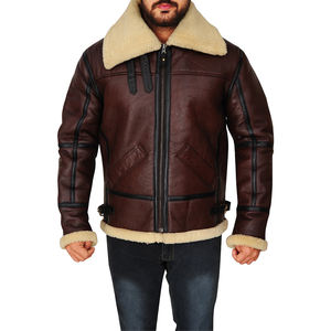 Veste en cuir antique personnalisable pour homme avec doublure en fausse fourrure Style décontracté à la mode avec fermeture à glissière pour l'hiver - Product Image 3
