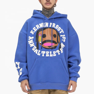 Sudadera con Capucha de Diseño para Hombre, 100% Algodón, Estilo Casual, Hombros Caídos, Estampado Puff, Otoño Invierno, Tallas Grandes, Forro Polar - Product Image 1
