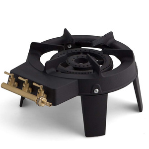 Estufa de gas de hierro fundido de 9kW para acampar 40x30x16,5 cm Quemador 180mm Diseño negro de 4 Patas para picnics - Product Image 1