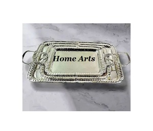 ชุดถาดเสิร์ฟอาหาร3ขนาดถาดทำจากสเตนเลสสีเงินถาดช็อคโกแลตสำหรับขายส่ง - Product Image 1